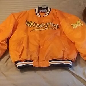 Orange michigan baseball jacket XL